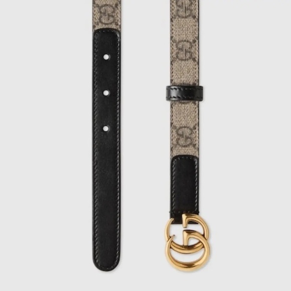 Gucci GG Buckle Monogram Leather Thin Belt NWT Size 110 main image 5